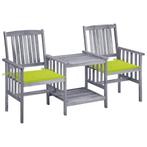 vidaXL Tuinstoelen met tafeltje en kussens massief, Verzenden, Nieuw