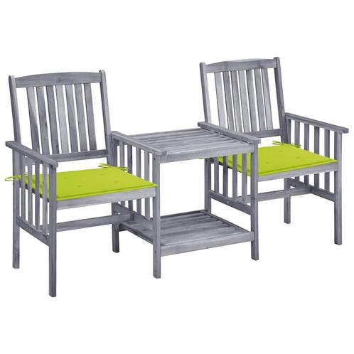 vidaXL Tuinstoelen met tafeltje en kussens massief, Tuin en Terras, Tuinsets en Loungesets, Nieuw, Verzenden