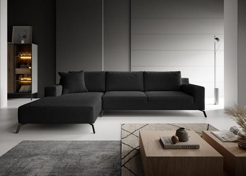 Meubella Hoekbank Florencio zwart teddystof 300 cm, Huis en Inrichting, Zetels | Complete zithoeken, Nieuw, Verzenden