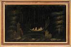 Chinese school (XVIII) - Oriental scene with a boat on a