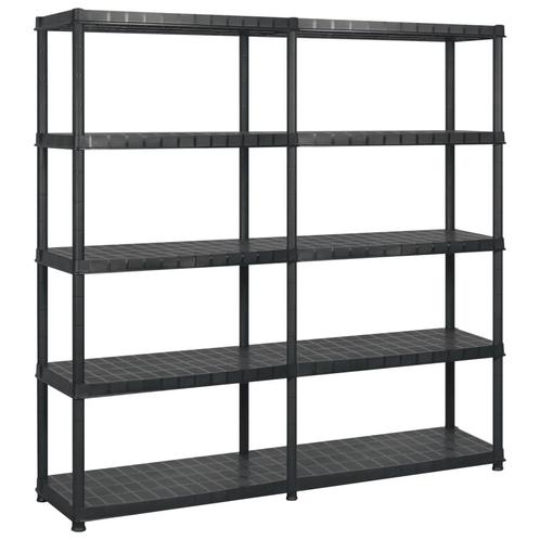 vidaXL Opbergrek 5-laags 183x45,7x185 cm kunststof zwart, Huis en Inrichting, Kasten | Stellingkasten, Nieuw, Verzenden