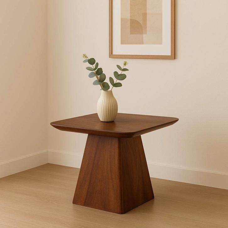 Salontafel Mangohout Salontafel Mick Vierkant Bruin 60x60 cm, Huis en Inrichting, Tafels | Salontafels, Nieuw, Overige houtsoorten