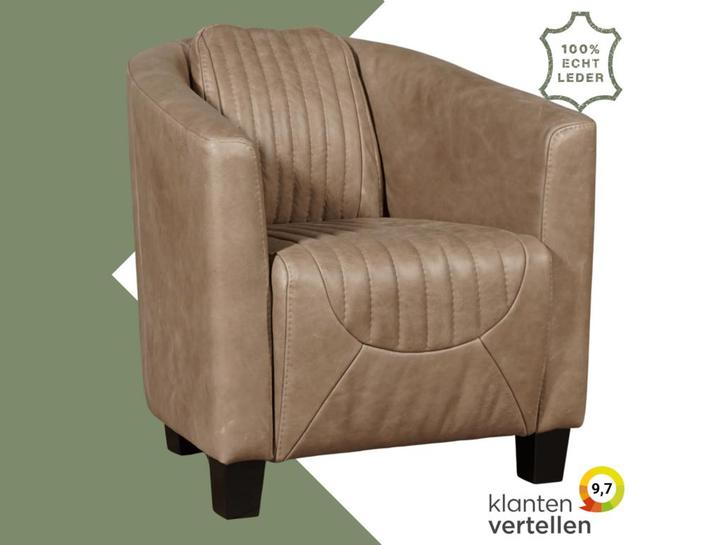 Leren fauteuil Press Special - Vintage Taupe (taupe/bruin), Huis en Inrichting, Fauteuils, 50 tot 75 cm, 75 tot 100 cm, Nieuw