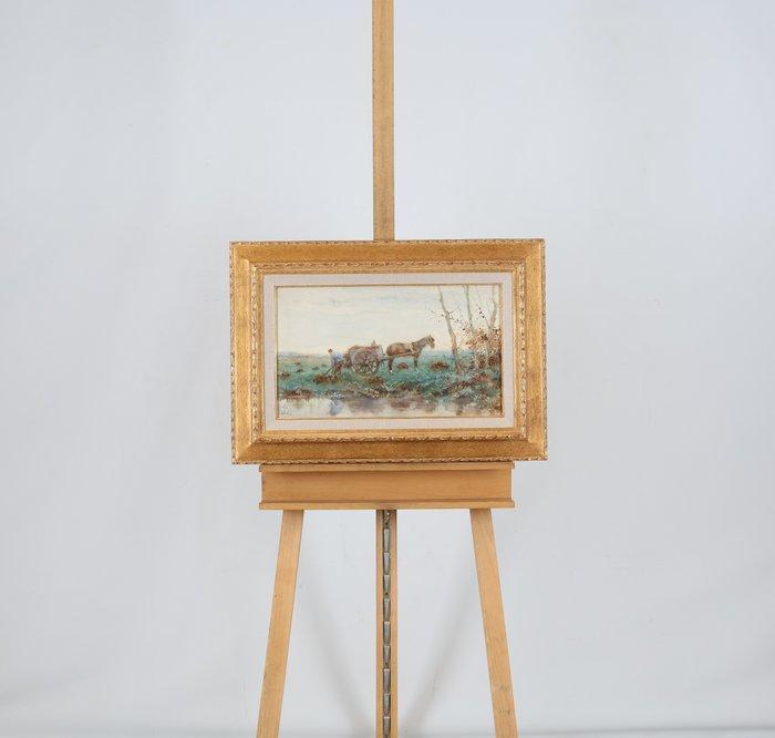 Willem Hendrik van der Nat (1864–1929) - Paardenkar, Antiek en Kunst, Kunst | Schilderijen | Klassiek