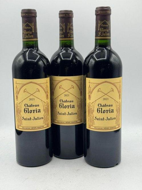 2021 Chateau Gloria Saint-Julien - Saint-Julien - 3 Flessen, Verzamelen, Wijnen