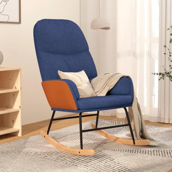 vidaXL Schommelstoel stof blauw, Huis en Inrichting, Stoelen, Nieuw, Verzenden