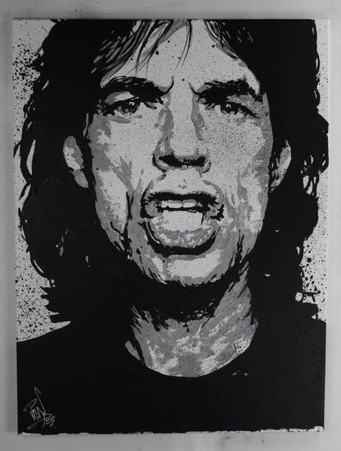 The Rolling Stones - Mick Jagger - Handpainted and signed, Cd's en Dvd's, Vinyl Singles