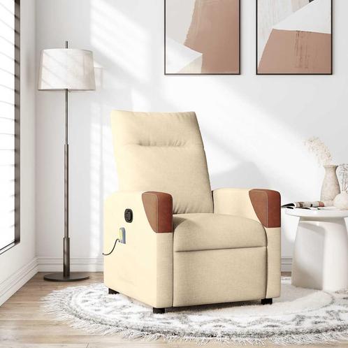 vidaXL Massagestoel verstelbaar stof crèmekleurig, Huis en Inrichting, Fauteuils, Nieuw, Verzenden
