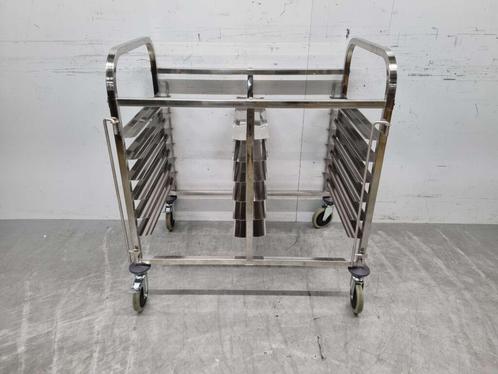 RVS Dubbele regaalwagen 12 x 60/40 cm Bakerynorm Euronorm, Zakelijke goederen, Horeca | Meubilair en Inrichting, Ophalen of Verzenden