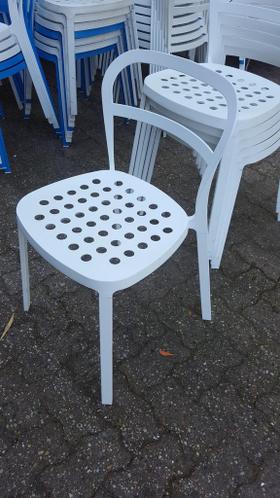 Metalen terras stoel wit, stapelbaar