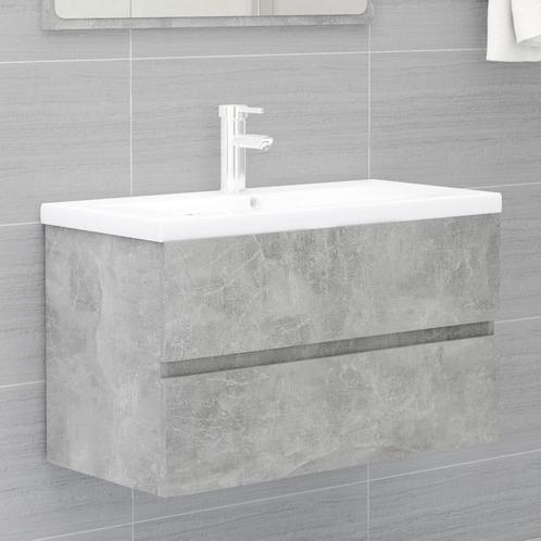 vidaXL Wastafelkast 80x38,5x45 cm bewerkt hout betongrijs, Huis en Inrichting, Badkamer | Badkamermeubels, Nieuw, Verzenden