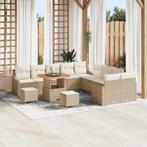 vidaXL Tuinbank Set met kussen met opslag 13 pcs Beige Poly, Tuin en Terras, Verzenden, Nieuw