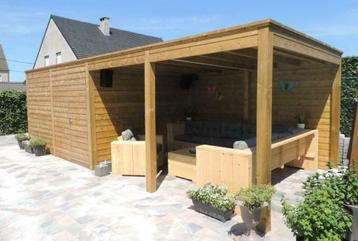 Houten tuinhuis met overkapping 3.18 X 8.94 | Dinowood, Ophalen of Verzenden, Tuinhuis