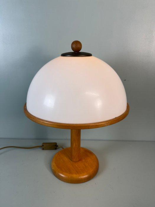 Lamp - Retro Mushroom Lamp met Houten Frame en Plexiglas Kap, Antiek en Kunst, Curiosa en Brocante