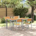 vidaXL Tuin Eettafel Set 5 pcs Grijs en bruin 160 x 80 x 75, Tuin en Terras, Tuintafels, Verzenden, Nieuw