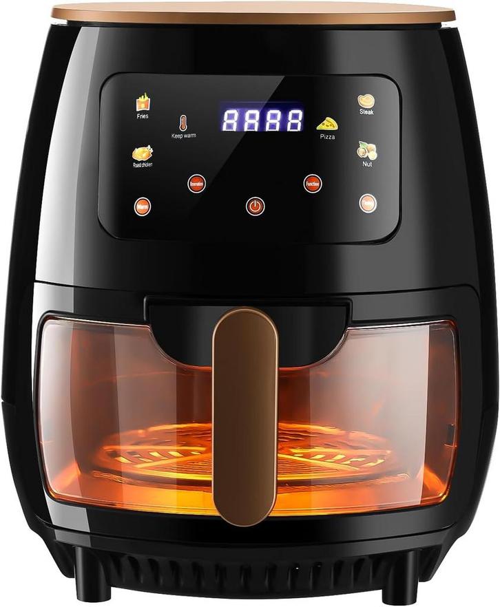 Airfryer XXL - heteluchtfriteuse - 6L - 1600W - Zwart - OYAJ, Elektronische apparatuur, Airfryers, Nieuw, Verzenden