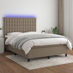 vidaXL Boxspring met matras en LED stof taupe 140x200 cm, Huis en Inrichting, Slaapkamer | Bedden, Verzenden, Nieuw