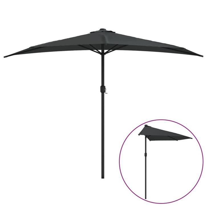 Parasol Half Antraciet | Aluminium Paal | Retour Deal, Tuin en Terras, Parasols, 2 tot 3 meter, Nieuw, Stokparasol, Verzenden