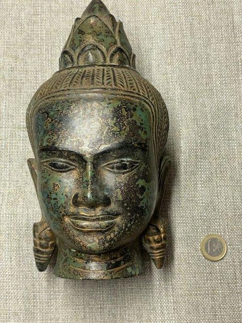 Hoofd van Boeddha Khmer van brons - Cambodja (Zonder, Antiek en Kunst, Kunst | Niet-Westerse kunst