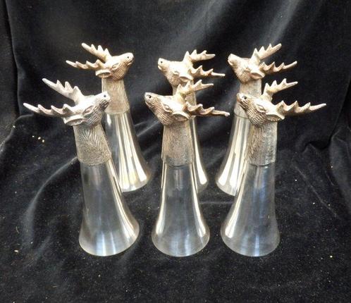 Zeldzame Fraaie set van 6 Verzilverde Stirrup Cups (18 cm, Antiek en Kunst, Curiosa en Brocante