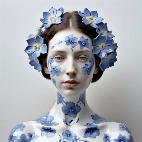 Ludovica Bastianini - Blue Flowers Porcelain, Antiek en Kunst, Kunst | Schilderijen | Modern