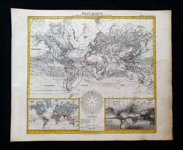 World-Map - Zeekaart / Aardplanisfeer; A. Stieler / G.J., Boeken, Atlassen en Landkaarten