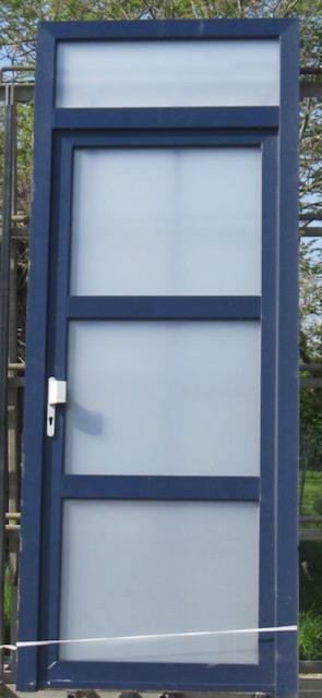 pvc buitendeur , voordeur , deur 100 x 256 staalblauw 5011, Doe-het-zelf en Bouw, Deuren en Vliegenramen, Nieuw, Glas, Kunststof