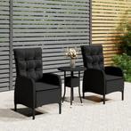 vidaXL 3-delige Bistroset poly rattan zwart, Tuin en Terras, Verzenden, Nieuw