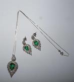 3-delige sieradenset - 8 karaat Witgoud Smaragd - Diamant, Handtassen en Accessoires, Antieke sieraden