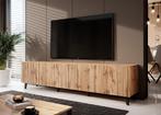 Meubella | TV-Meubel eiken 200cm hotel chique lamellen, Huis en Inrichting, Kasten |Televisiemeubels, Overige materialen, Verzenden
