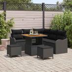 vidaXL Tuinbank Set 8 pcs Zwart poly rattan, Tuin en Terras, Verzenden, Nieuw