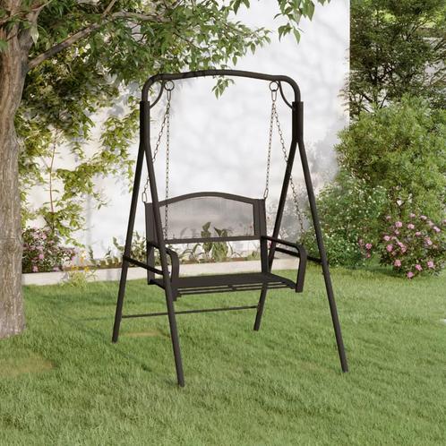 vidaXL Balancelle 124 cm Noir Acier, Jardin & Terrasse, Ensembles de jardin, Neuf, Envoi