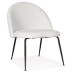 Lounge fauteuil 'NORVEGIA' van witte boucléstof en zwart met