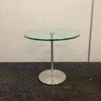 Tweedehands glazen bijzet tafel, (hxb) 40x45 cm, Metaform, Huis en Inrichting, Tafels | Salontafels, Gebruikt