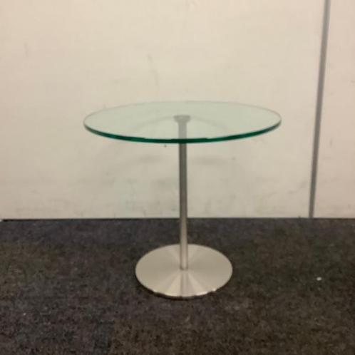 Tweedehands glazen bijzet tafel, (hxb) 40x45 cm, Metaform, Huis en Inrichting, Tafels | Salontafels, Gebruikt