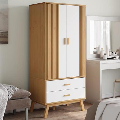 vidaXL Kledingkast OLDEN 76,5x53x172 cm grenenhout wit en, Huis en Inrichting, Kasten | Kleerkasten, Nieuw, Verzenden