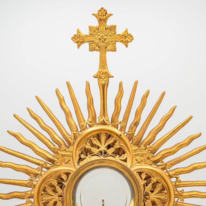 Neogotische zonnen-monstrans, 19e-eeuw - Messing - 1850-1900, Antiquités & Art, Art | Art non-occidental