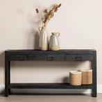 Mangohout Sidetable Britt 150 Zwart, Huis en Inrichting, Verzenden, Nieuw, Industriële meubels, 25 tot 50 cm