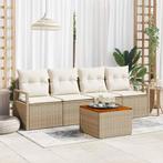 vidaXL Tuinbank Set met kussen 5 pcs Beige poly rattan, Tuin en Terras, Verzenden, Nieuw