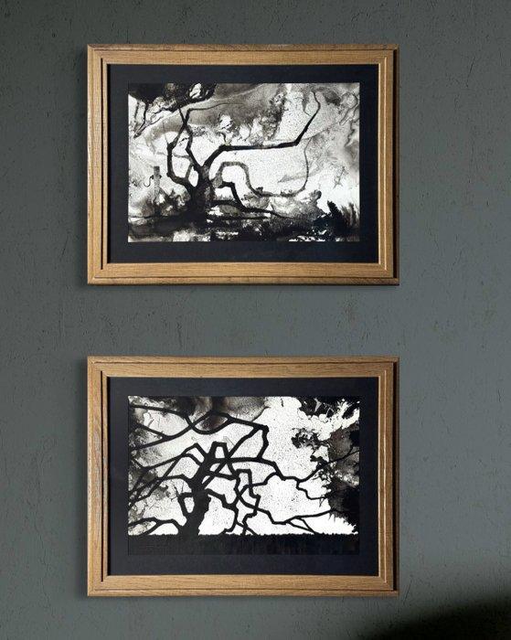 Eugène Eechaut (1928-2019) - Black tree compositions, Antiquités & Art, Art | Objets design