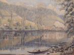Escuela impresionista (XX) - Le lac, Antiquités & Art, Art | Peinture | Classique