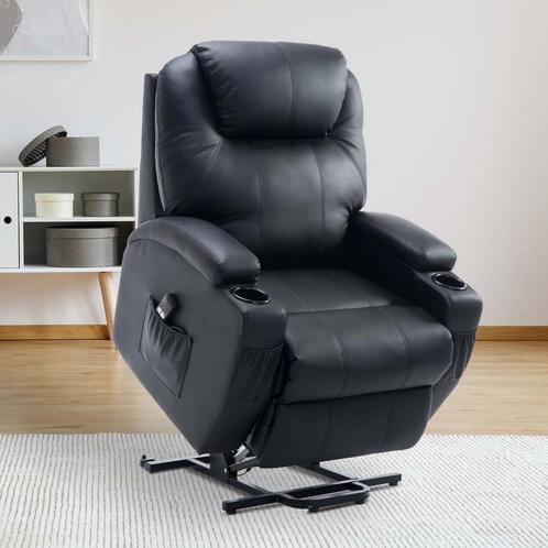 TV-fauteuil - Relax Deluxe - Verstelbaar - Zwart, Huis en Inrichting, Stoelen, Zwart, Nieuw, Stof, Ophalen of Verzenden