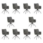 Set van 10 Leren draaibare eetkamerstoelen Wave - Granada, 60 tot 90 cm, Nieuw, Leer, Ophalen of Verzenden