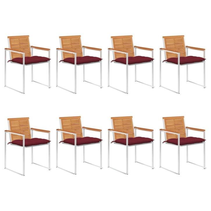 vidaXL Tuinstoelen 8 st met kussens massief acaciahout, Tuin en Terras, Tuinstoelen, Nieuw, Verzenden