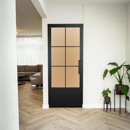 Stalen Binnendeur - 6 Vlaks met kickplate - Mat glas, Doe-het-zelf en Bouw, Deuren en Vliegenramen, Nieuw, Metaal, Binnendeur