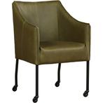 OUTLET Leren eetkamerstoel Happy - met wieltjes en, Ophalen of Verzenden