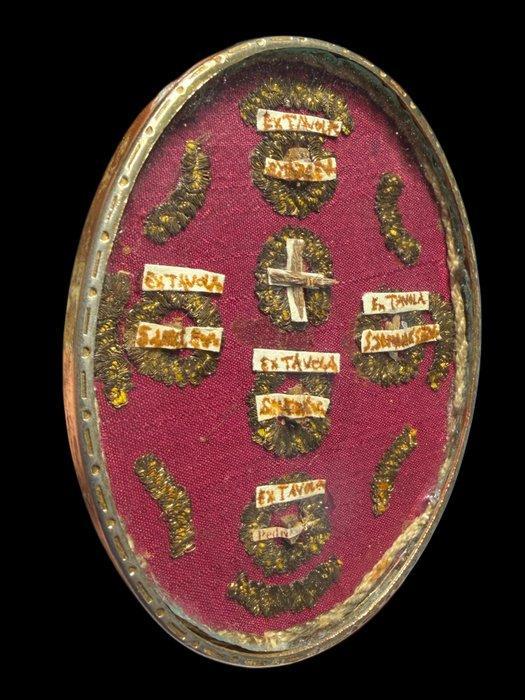 Reliekhouder - Ottone dorato, Glas, Textiel - 1800-1850 -, Antiek en Kunst, Kunst | Niet-Westerse kunst