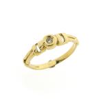 Gouden solitair ring met diamant | 0,025 ct., Handtassen en Accessoires, Ringen, Gebruikt, Overige kleuren, 19 tot 20, Ophalen of Verzenden