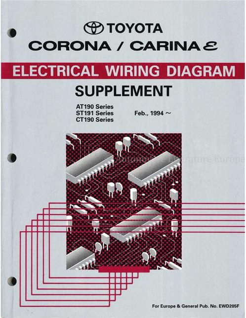 1994 TOYOTA CORONA | CARINA E ELECTRISCHE (SUPPLEMENT), Autos : Divers, Modes d'emploi & Notices d'utilisation