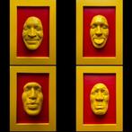 Gregos (1972) - Lot de 4 cadres-Yellow moods on red, Antiek en Kunst